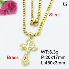 Fashion Brass Necklace  F3N403149ablb-L017