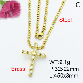 Fashion Brass Necklace  F3N403151ablb-L017