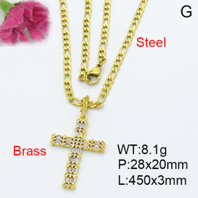 Fashion Brass Necklace  F3N403153vbmb-L017