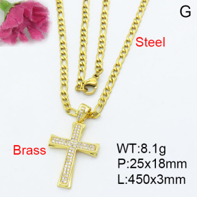 Fashion Brass Necklace  F3N403154ablb-L017