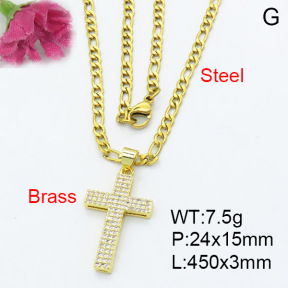 Fashion Brass Necklace  F3N403155ablb-L017