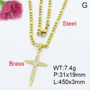 Fashion Brass Necklace  F3N403157ablb-L017