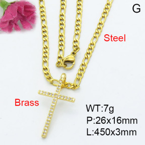 Fashion Brass Necklace  F3N403159ablb-L017