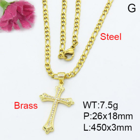 Fashion Brass Necklace  F3N403160ablb-L017