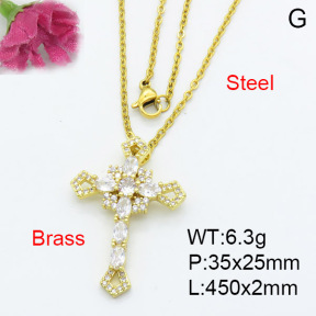 Fashion Brass Necklace  F3N403161vbmb-L017
