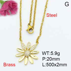 Fashion Brass Necklace  F3N403162aakl-L017