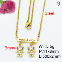 Fashion Brass Necklace  F3N403163ablb-L017
