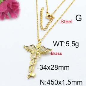 Fashion Brass Necklace  F6N403070vhmv-J40