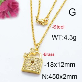 Fashion Brass Necklace  F6N403072bhia-J125