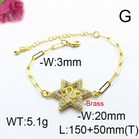 Fashion Brass Bracelet  F6B404487bhia-J66