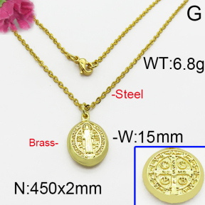 Fashion Brass Necklace  F5N200018vbpb-J125