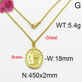 Fashion Brass Necklace  F5N200021bhva-J125
