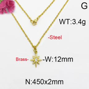 Fashion Brass Necklace  F5N400010bbov-J125