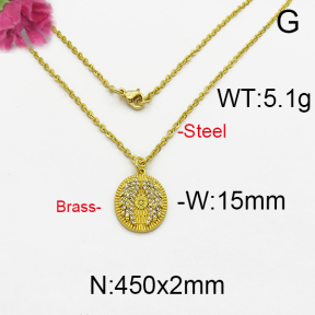 Fashion Brass Necklace  F5N400055vhkb-J125