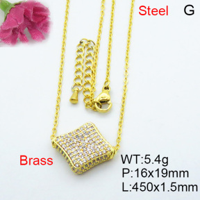 Fashion Brass Necklace  F3N403169aivb-J40