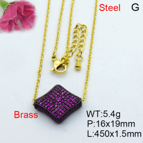 Fashion Brass Necklace  F3N403171biib-J40