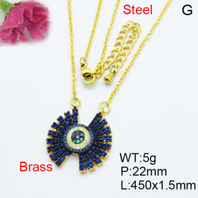Fashion Brass Necklace  F3N403180biib-J40