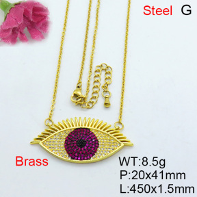 Fashion Brass Necklace  F3N403189aija-J40