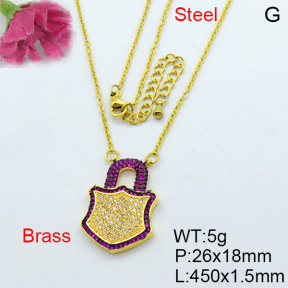 Fashion Brass Necklace  F3N403191aivb-J40