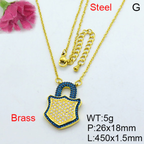 Fashion Brass Necklace  F3N403192aivb-J40