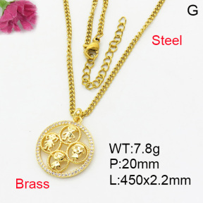 Fashion Brass Necklace  F3N403224ablb-L017
