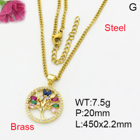 Fashion Brass Necklace  F3N403225ablb-L017