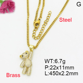 Fashion Brass Necklace  F3N403226ablb-L017