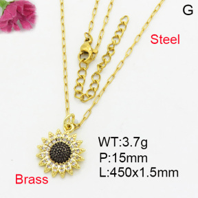 Fashion Brass Necklace  F3N403238ablb-L017