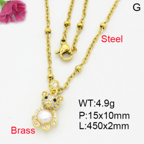 Fashion Brass Necklace  F3N403245ablb-L017