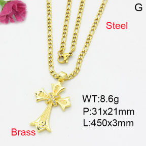 Fashion Brass Necklace  F3N403257aajl-L017