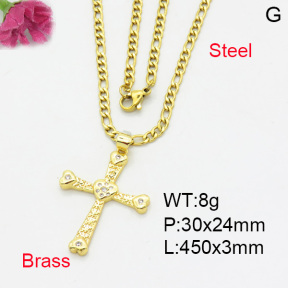Fashion Brass Necklace  F3N403259aajl-L017