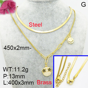 Fashion Brass Necklace  F3N403262vbll-L017