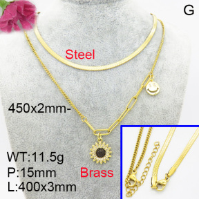 Fashion Brass Necklace  F3N403263vbnb-L017