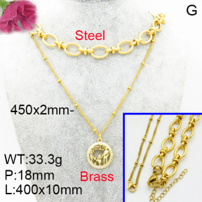Fashion Brass Necklace  F3N403268baka-L017