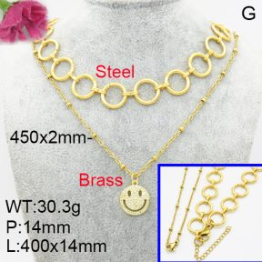 Fashion Brass Necklace  F3N403270aajl-L017