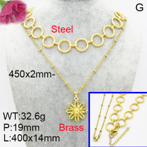 Fashion Brass Necklace  F3N403271ablb-L017