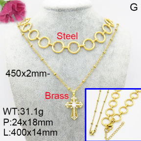 Fashion Brass Necklace  F3N403272ablb-L017