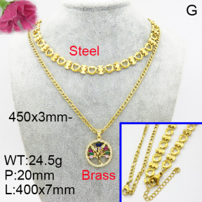 Fashion Brass Necklace  F3N403275ablb-L017