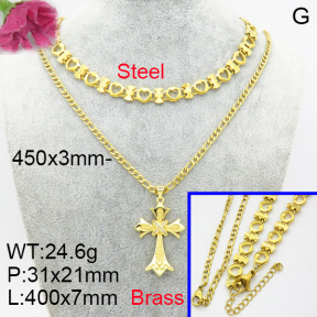 Fashion Brass Necklace  F3N403276aajl-L017