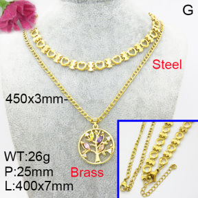 Fashion Brass Necklace  F3N403279baka-L017