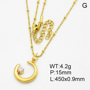 SS Necklace  3N4002006bhbl-908