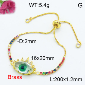 Fashion Brass Bracelet  F3B404168ablb-G030