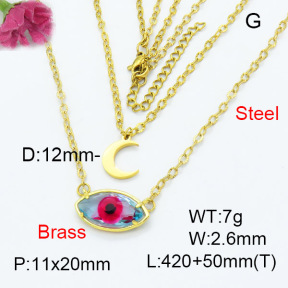 Fashion Brass Necklace  F3N403283baka-G030