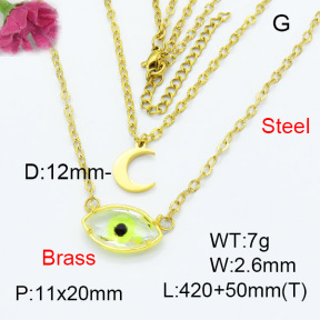 Fashion Brass Necklace  F3N403284baka-G030