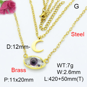 Fashion Brass Necklace  F3N403285baka-G030