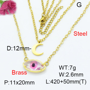 Fashion Brass Necklace  F3N403286baka-G030