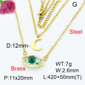 Fashion Brass Necklace  F3N403287baka-G030