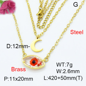 Fashion Brass Necklace  F3N403288baka-G030