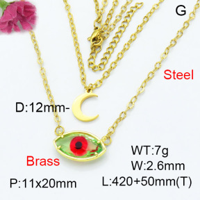 Fashion Brass Necklace  F3N403289baka-G030