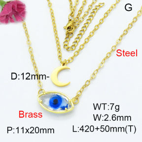 Fashion Brass Necklace  F3N403291baka-G030